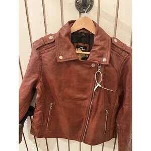 NEW DECRUM women's kirsten leather jacket in cognac